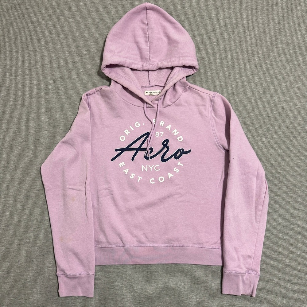 Aeropostale Lavender Purple Graphic Logo Pullover Hoodie Mens Size Large